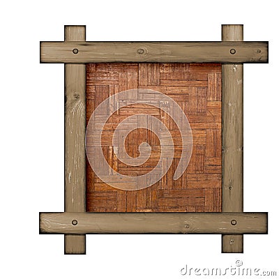 Brown wooden frame against a white background with copy space in the center Stock Photo