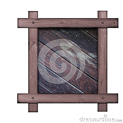 Brown wooden frame against a white background with copy space in the center Stock Photo