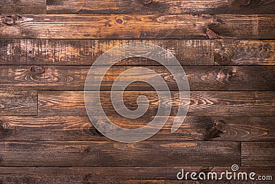 Brown wooden horizontal boards. Texture for the background. Horizontal frame Stock Photo