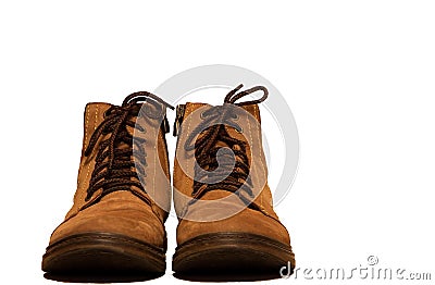 Brown work boots for people Stock Photo