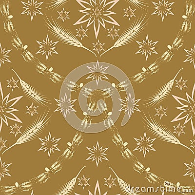 Brown yellow ear star abstraction graphics pattern geometry wallpaper Vector Illustration