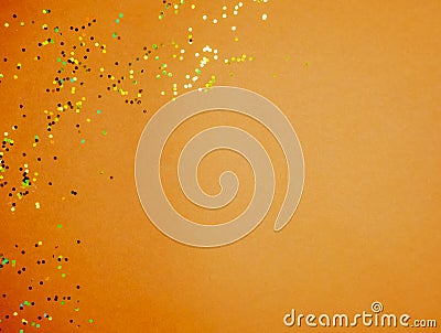 Brown yellow golden confetti background Stock Photo