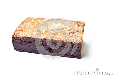 Brownie chocolate cake topping bean on white background Stock Photo