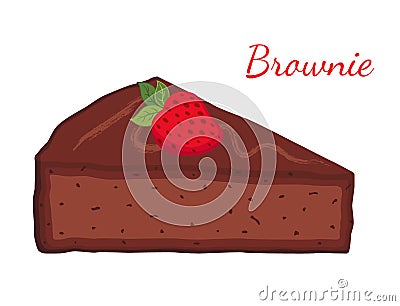 Brownie, chocolate pie, cupcake, pastry. Cartoon flat style. Vector Vector Illustration