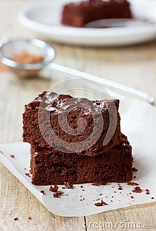 Brownie, closeup chocolate cake Stock Photo