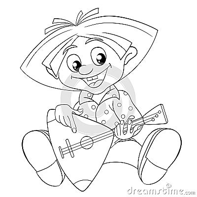 Brownie playing a balalaika Vector Illustration