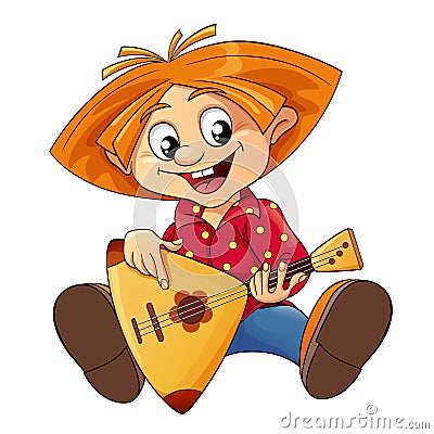 Brownie playing a balalaika Vector Illustration