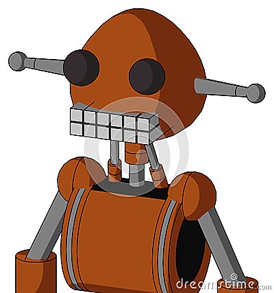 Brownish Droid With Rounded Head And Keyboard Mouth And Two Eyes Stock Photo