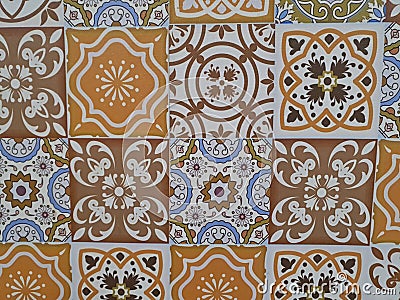 Tiles Floor Ornament Collection Gorgeous Seamless Patchwork Colorful Painted Tin Glazed Ceramic Tilework Pattern Stock Photo