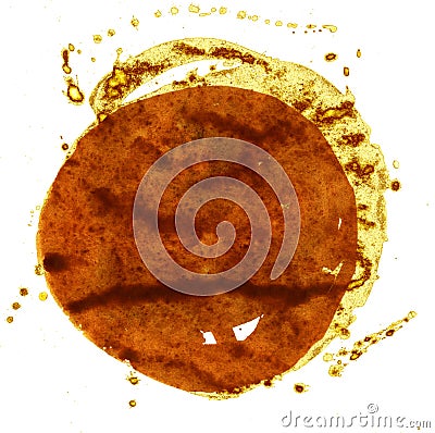 Coloured Watercolor Background. Brown and gold circle Stock Photo