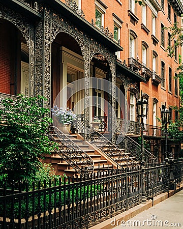 Brownstones in the Gramercy Park neighborhood, Manhattan, New York City Stock Photo