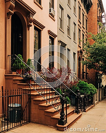 Brownstones in the Gramercy Park neighborhood, Manhattan, New York City Stock Photo