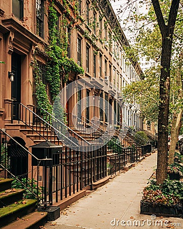 Brownstones on the Upper East Side of Manhattan in New York City Stock Photo