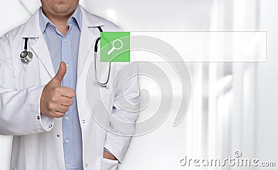 Browser concept and doctor with thumbs up Stock Photo
