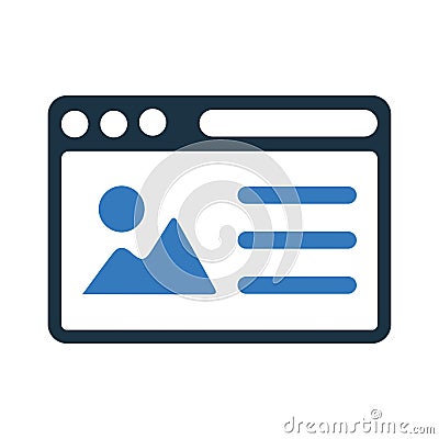 Browser, content, picture, web icon. Vector graphics Vector Illustration