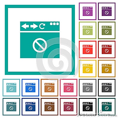 Browser disabled flat color icons with quadrant frames Stock Photo