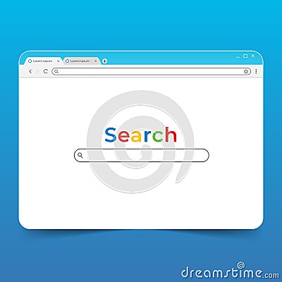 Browser element with search engine interface bar template vector Vector Illustration