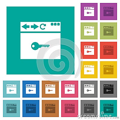 Browser encrypt square flat multi colored icons Stock Photo