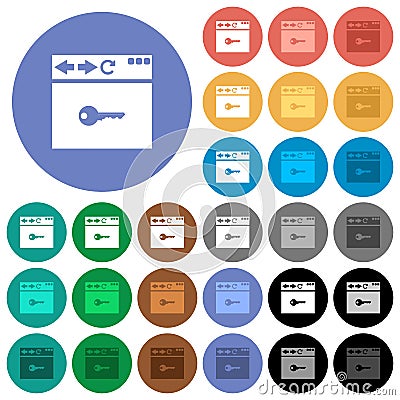 Browser encrypt round flat multi colored icons Stock Photo
