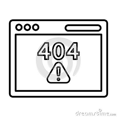Browser, error, found, not line icon. Outline vector Vector Illustration