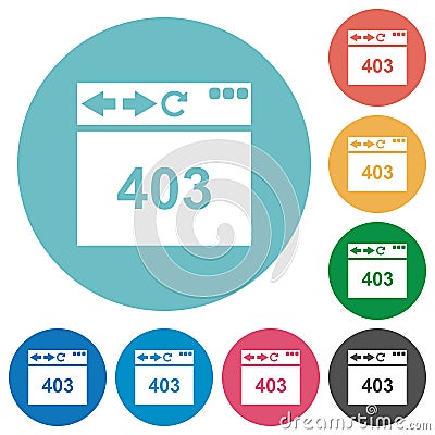 Browser 403 forbidden flat round icons Stock Photo