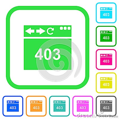 Browser 403 forbidden vivid colored flat icons Stock Photo