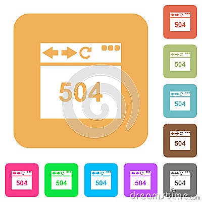 Browser 504 Gateway Timeout rounded square flat icons Stock Photo