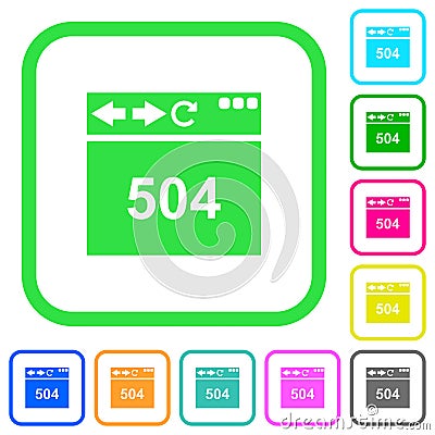 Browser 504 Gateway Timeout vivid colored flat icons Stock Photo