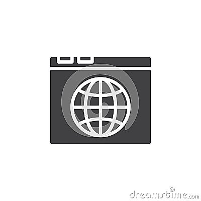 Browser and globe icon vector, filled flat sign Vector Illustration