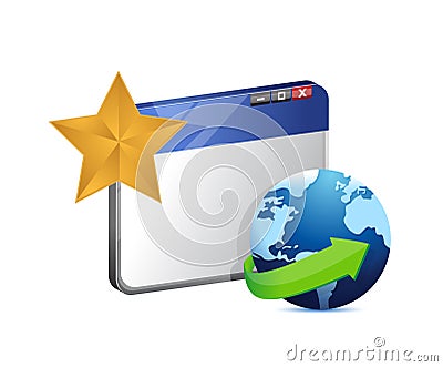 Browser globe and star. illustration Cartoon Illustration