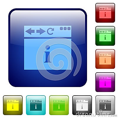 Browser info color square buttons Stock Photo