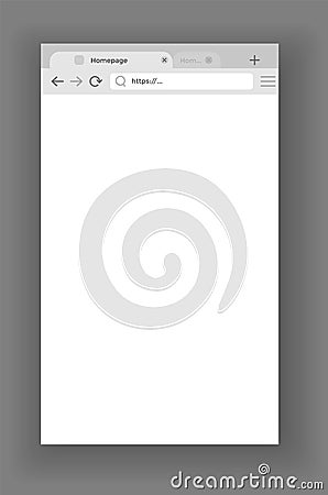 Browser mockup. Web window screen. Internet empty page concept with shadow. Modern window design isolated on gray Vector Illustration