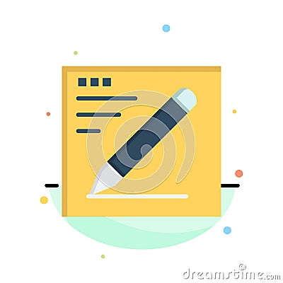 Browser, Pencil, Text, Education Abstract Flat Color Icon Template Vector Illustration