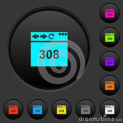Browser 308 Permanent Redirect dark push buttons with color icons Stock Photo