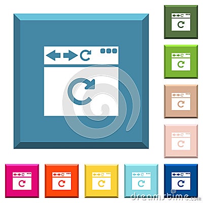 Browser reload white icons on edged square buttons Stock Photo