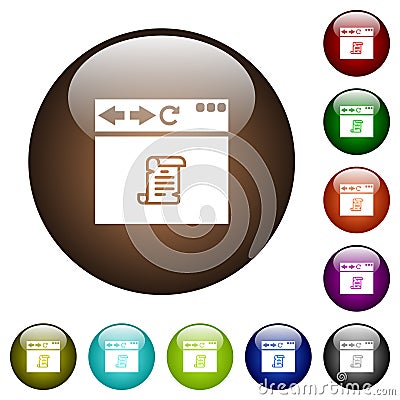 Browser running script color glass buttons Stock Photo