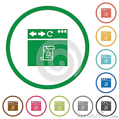 Browser running script flat icons with outlines Stock Photo