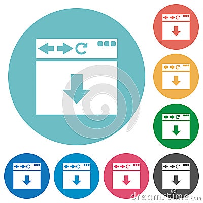 Browser scroll down flat round icons Stock Photo