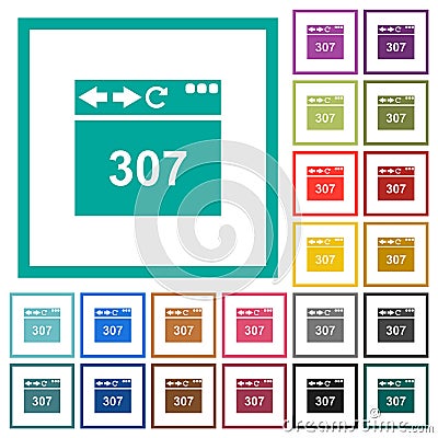 Browser 307 temporary redirect flat color icons with quadrant frames Stock Photo