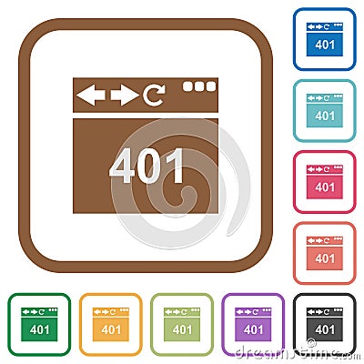 Browser 401 Unauthorized simple icons Stock Photo