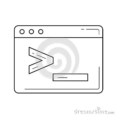 Browser window with coding commands line icon. Vector Illustration