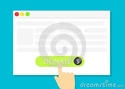 The browser window with the Donate button Vector Illustration