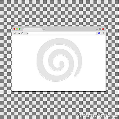 Browser window isolated on transperent background. Opened web browser. Blank template for search and address. Mockup screen Stock Photo