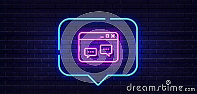 Browser Window line icon. Chat speech bubbles. Neon light speech bubble. Vector Stock Photo