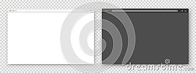 Browser windows. A set of realistic empty browser windows with a toolbar, a search bar and a shadow on a transparent Vector Illustration