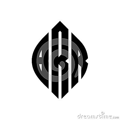 BRR circle letter logo design with circle and ellipse shape. BRR ellipse letters with typographic style. The three initials form a Vector Illustration