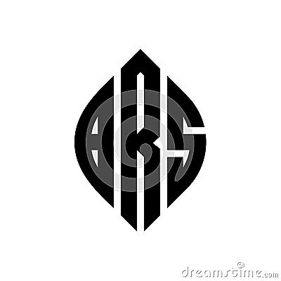 BRS circle letter logo design with circle and ellipse shape. BRS ellipse letters with typographic style. The three initials form a Vector Illustration