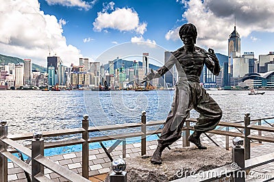 Bruce Lee memorial in Avenue of Stars in Hong Kong, China Editorial Stock Photo