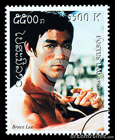 Bruce Lee Postage Stamp Editorial Stock Photo