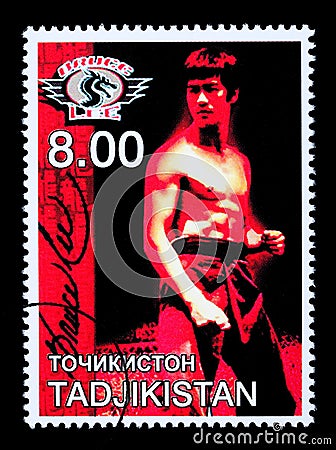 Bruce Lee Postage Stamp Editorial Stock Photo